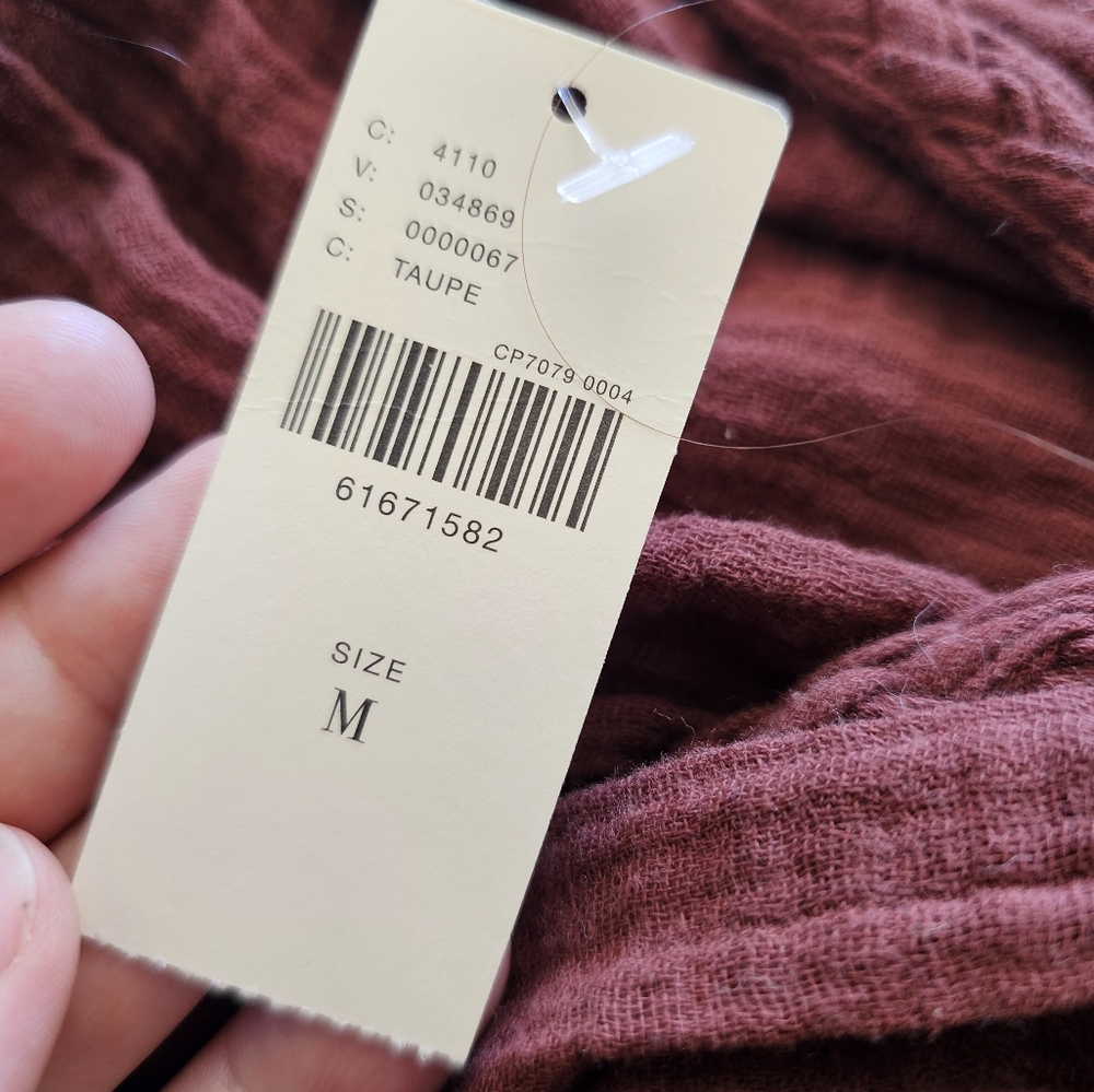Anthropologie Rust-Brown V-Neck Button Front Tunic Top - Picture 5 of 11